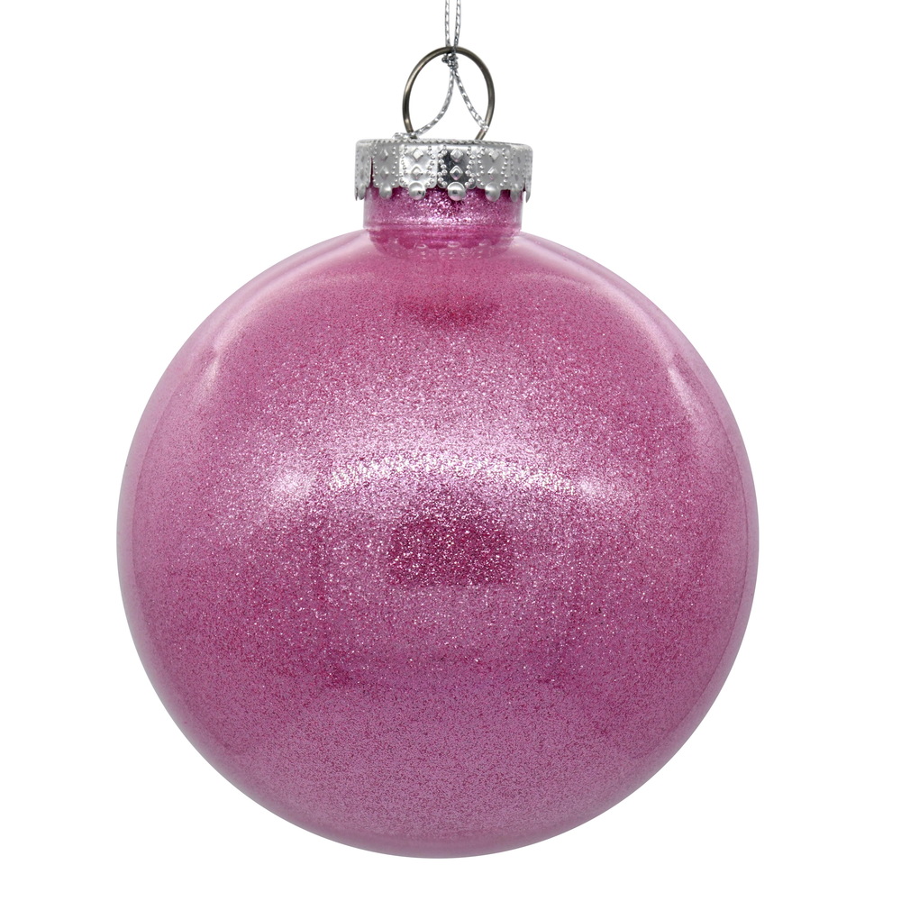 4 in. Glitter Clear Ball, Pink - 6 per Bag