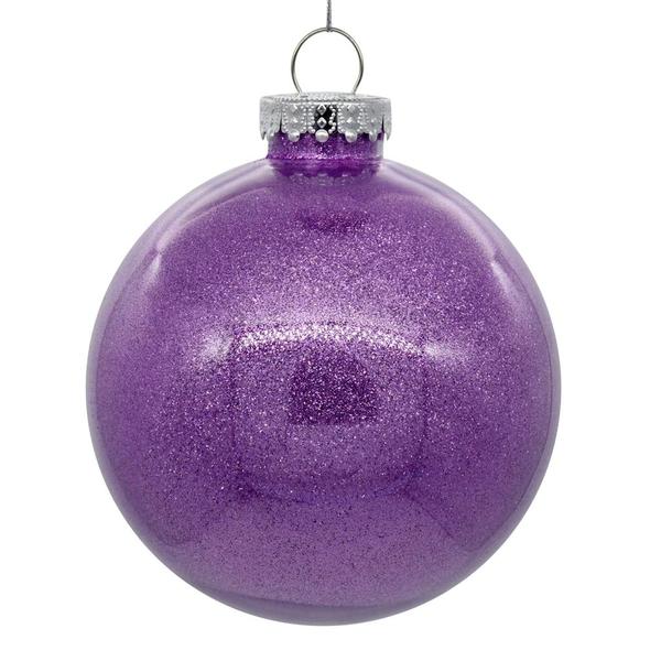 4 in. Glitter Clear Ball, Lavender - 6 Per Bag