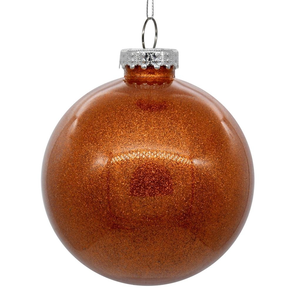 4.75 in. Glitter Clear Christmas Tree Ball Ornament, Orange - 4 per Bag