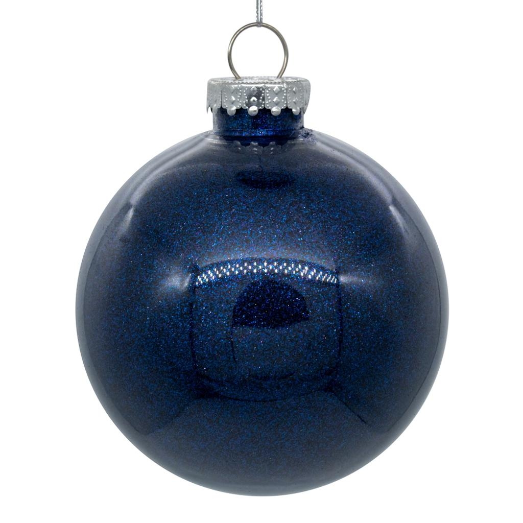 4.75 in. Glitter Clear Christmas Tree Ball Ornament, Midnight Blue - Pack of 4