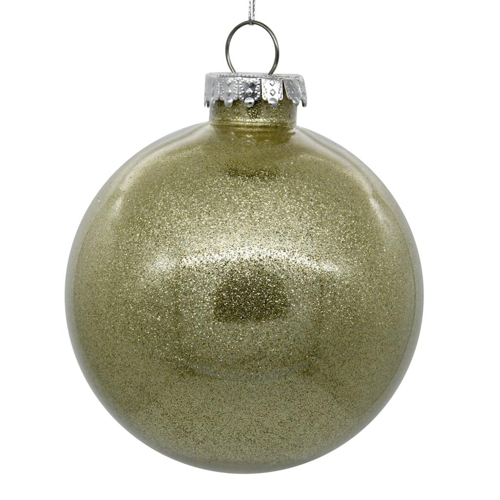 4.75 in. Glitter Clear Christmas Tree Ball Ornament, Champagne - 4 per Bag