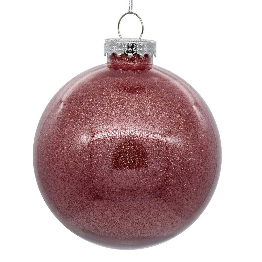 4.75 in. Glitter Clear Christmas Tree Ball Ornament, Mauve - 4 per Bag