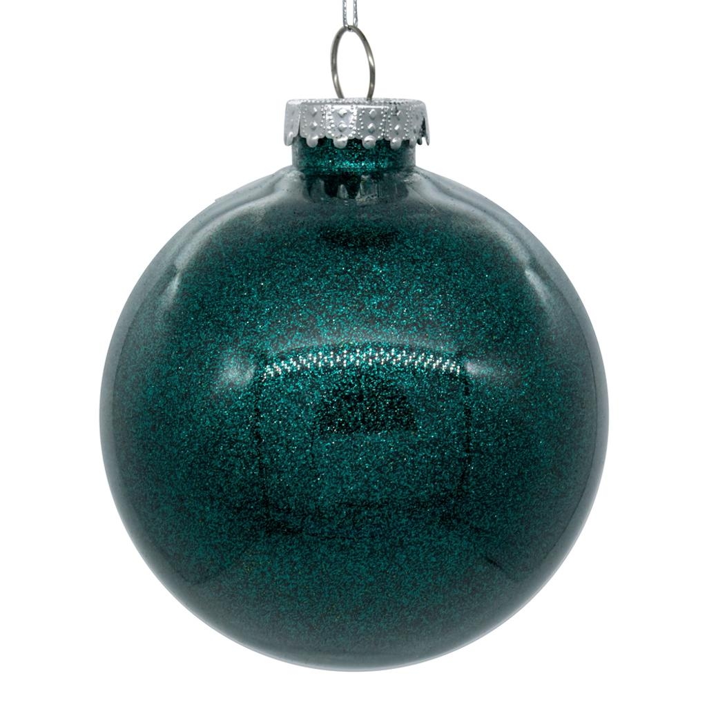 4.75 in. Glitter Clear Christmas Tree Ball Ornament, Sea Blue - 4 per Bag