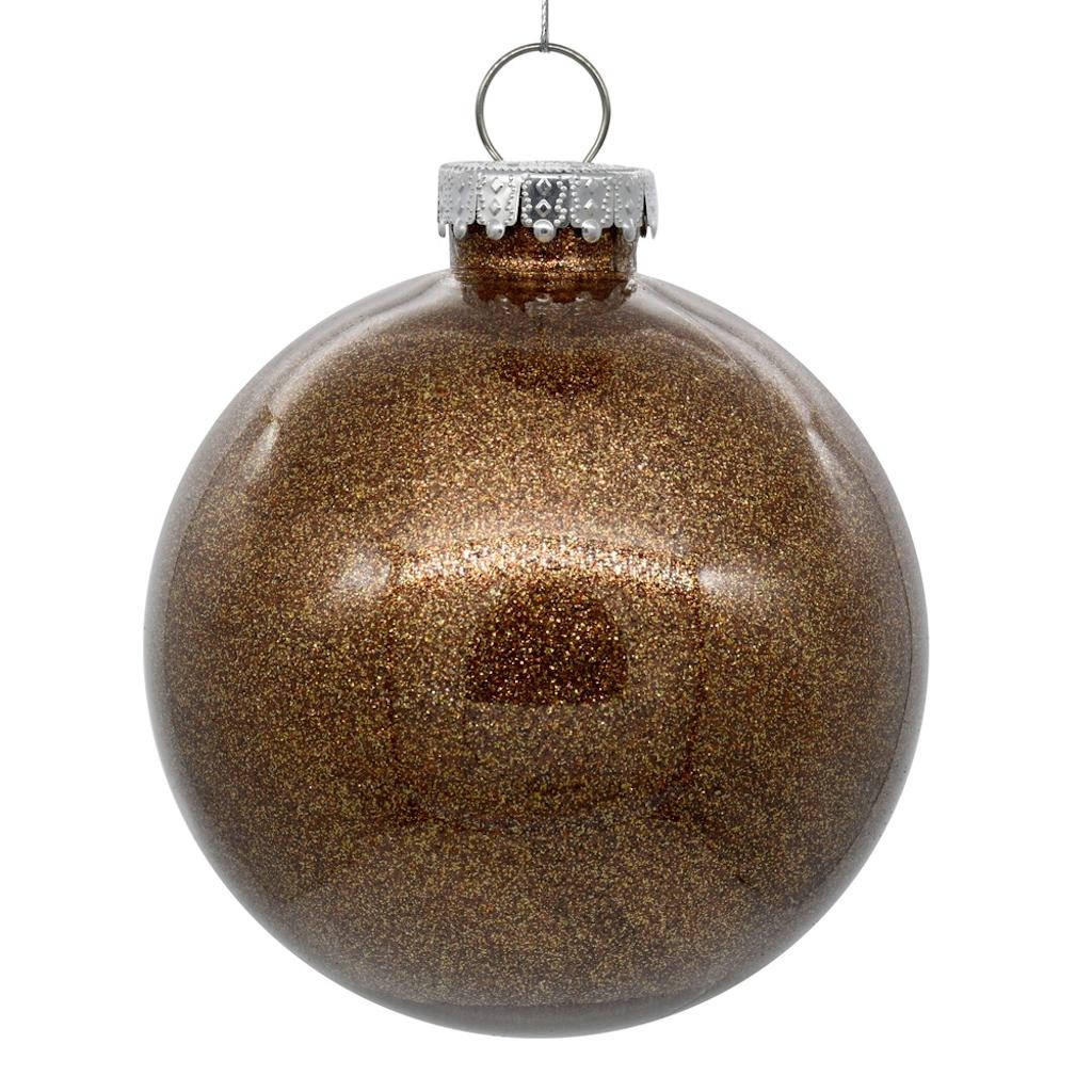 4.75 in. Glitter Clear Christmas Tree Ball Ornament, Mocha - 4 per Bag