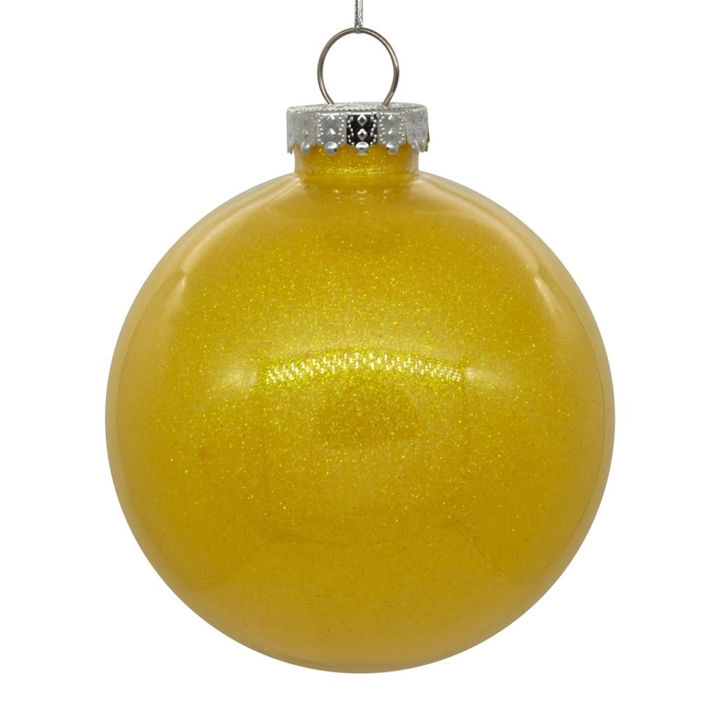 Picture of Vickerman N211278 4.75 in. Glitter Clear Christmas Tree Ball Ornament, Yellow - 4 per Bag