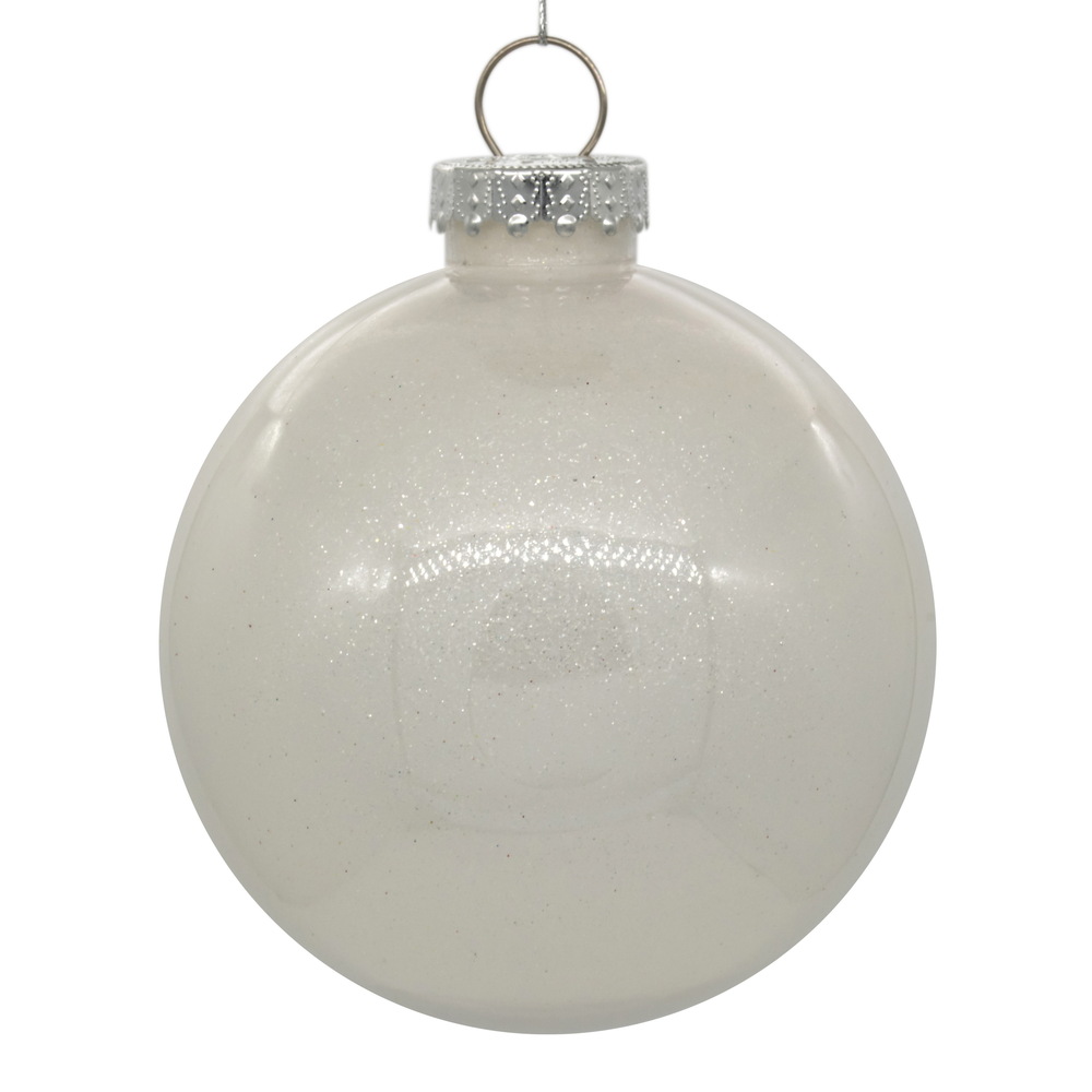 6 in. Glitter Clear Ball, White - Bag of 4