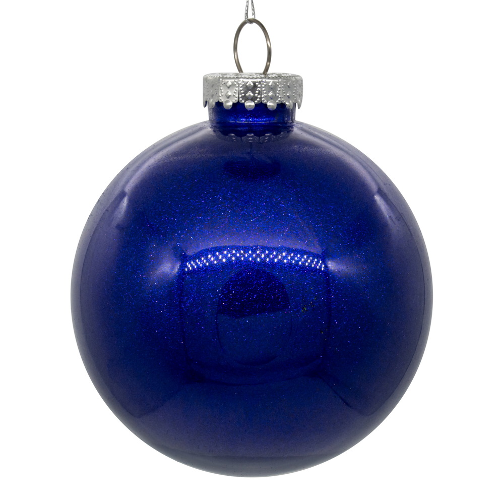 6 in. Cobalt Blue Glitter Clear Ball - 4 per Bag