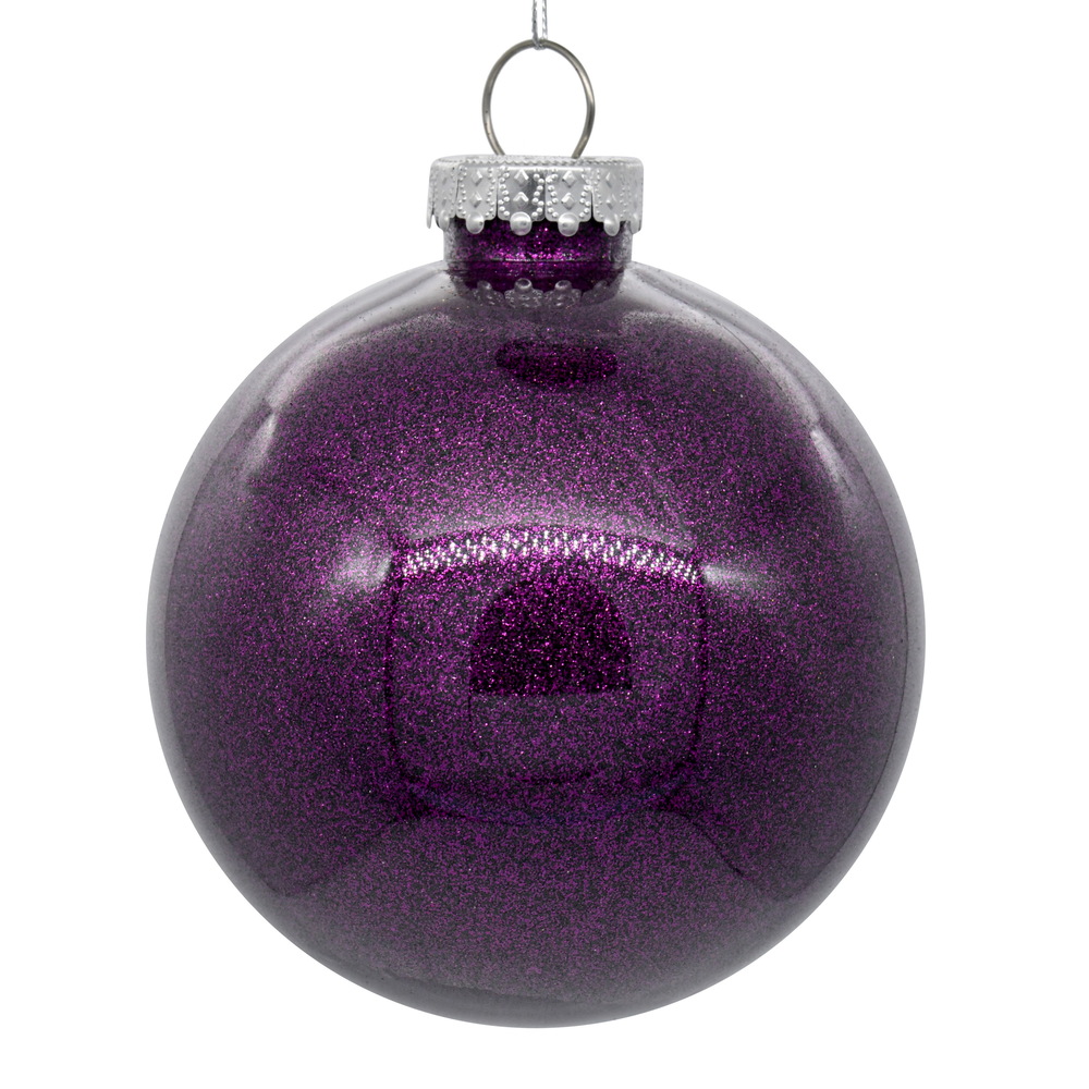 6 in. Plum Glitter Clear Ball - 4 per Bag