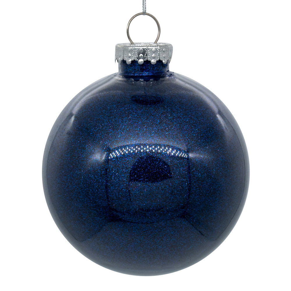 6 in. Midnight Blue Glitter Clear Ball - 4 per Bag