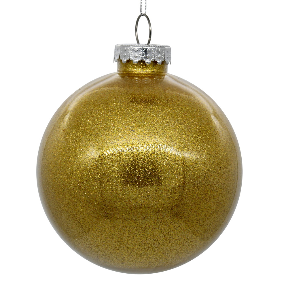 6 in. Honey Gold Glitter Clear Ball - 4 per Bag