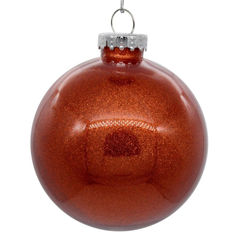 6 in. Bittersweet Glitter Clear Ball Ornament - Pack of 4