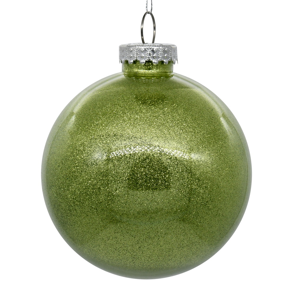 6 in. Celadon Glitter Clear Ball - 4 per Bag