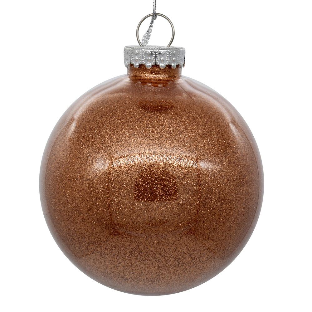 N211558 6 in. Rose Gold Glitter Clear Ball - 4 per Bag