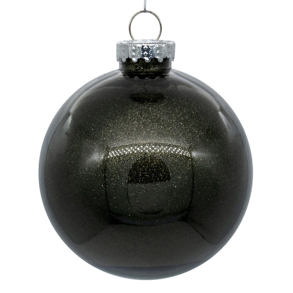 6 in. Gunmetal Glitter Clear Ball - 4 per Bag