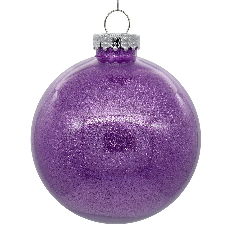 6 in. Lavender Glitter Clear Ball - 4 per Bag