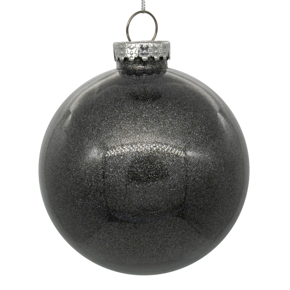 6 in. Glitter Clear Ball, Pewter - Bag of 4
