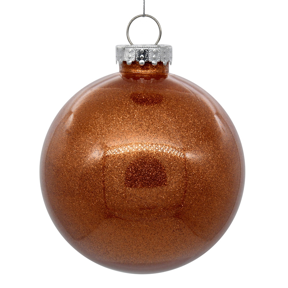 6 in. Glitter Clear Ball, Copper - Bag of 4