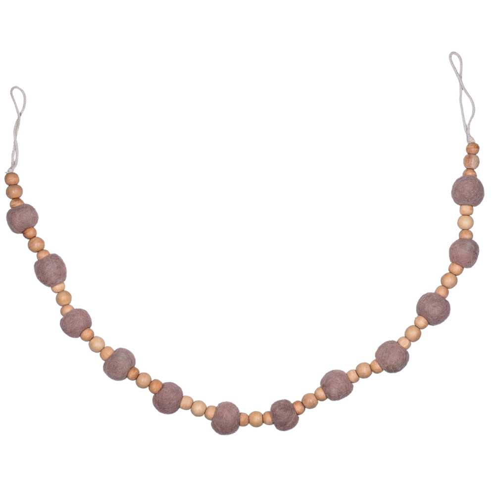 72 in. Wood & Felt Pom Pom Garland, Mocha