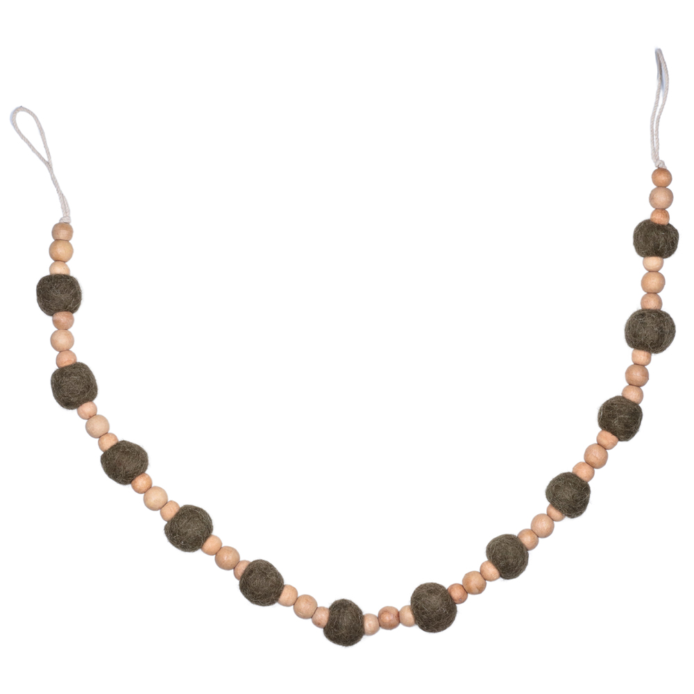 72 in. Wood & Felt Pom Pom Garland, Olive