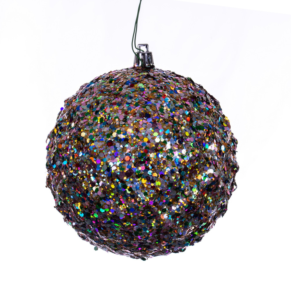 4.75 in. Sequin Glit Bauble Ball, Multicolor - 4 per Bag