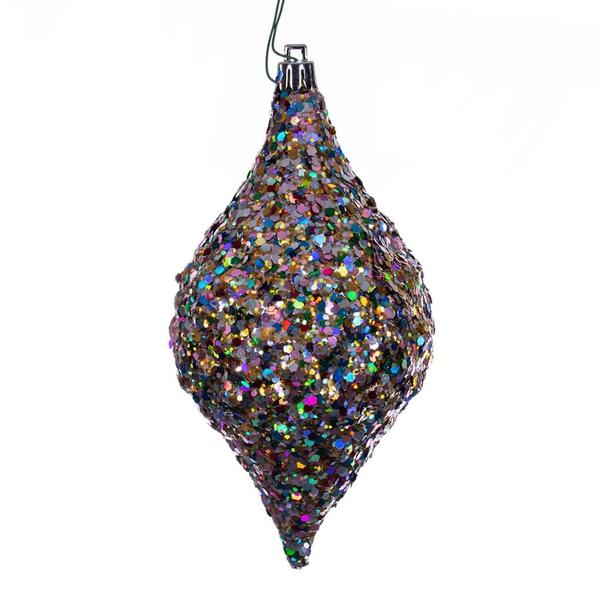 6 x 3 in. Diamond Drop Christmas Tree Ornament, Multi Color - Bag of 4