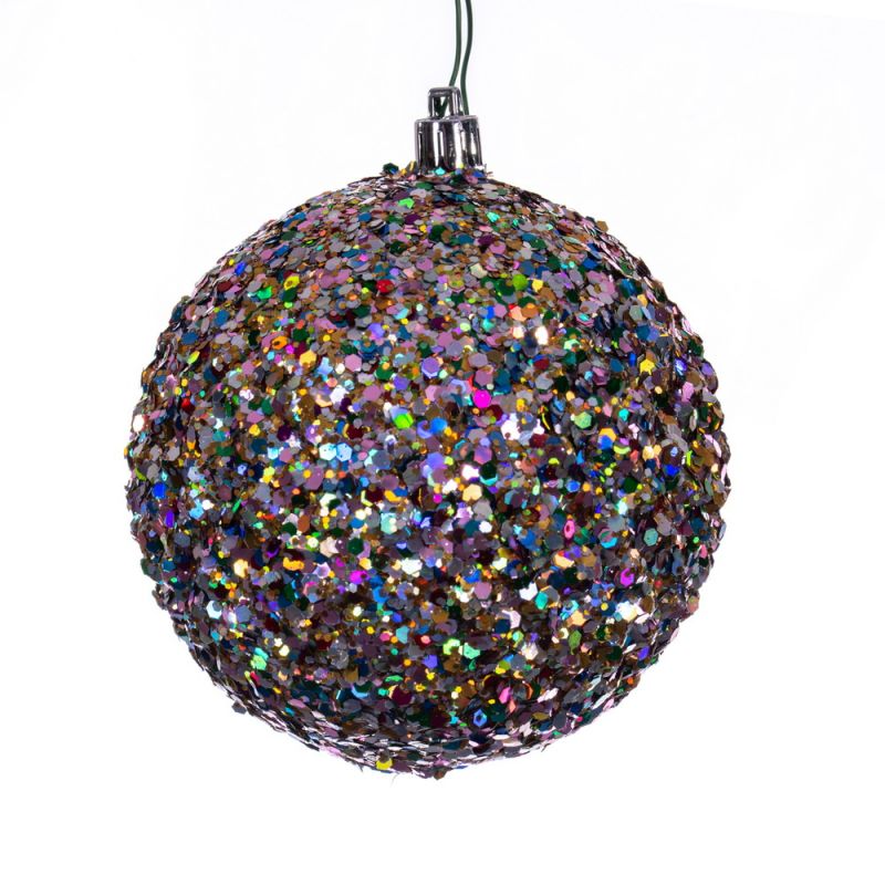2.75 in. Durian Sequin Glitter Ball Ornament, Multi Color - Pack of 12