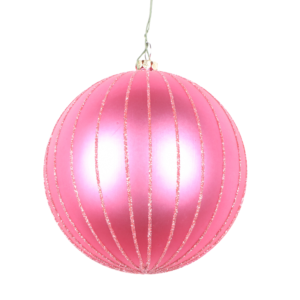 4 in. Mauve Matte Glitter Ball Christmas Ornament - 4 per Bag