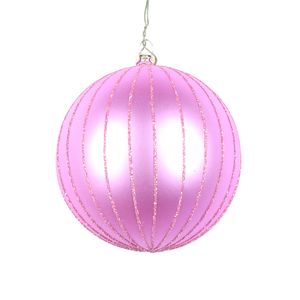 4 in. Orchid Matte Glitter Ball Christmas Ornament - 4 per Bag