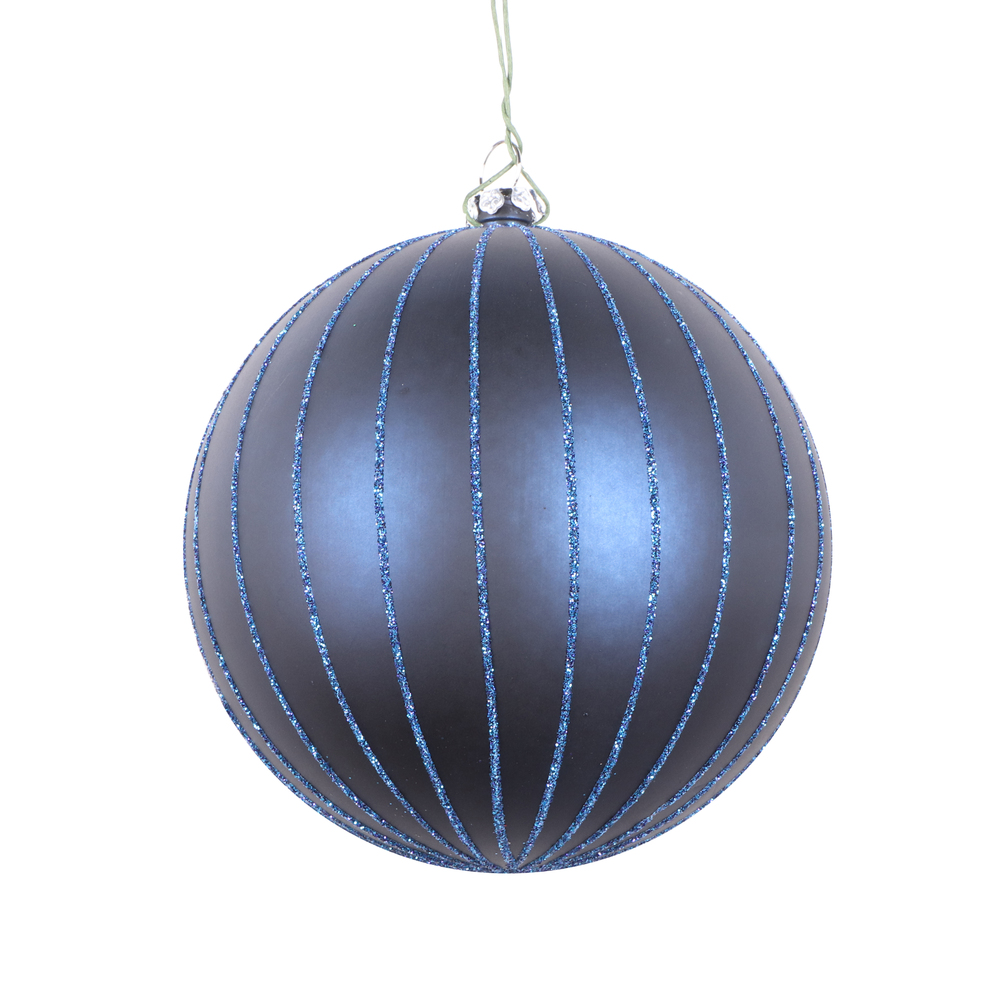 MT211531D 4 in. Midnight Blue Matte Glitter Ball Christmas Ornament - 4 per Bag