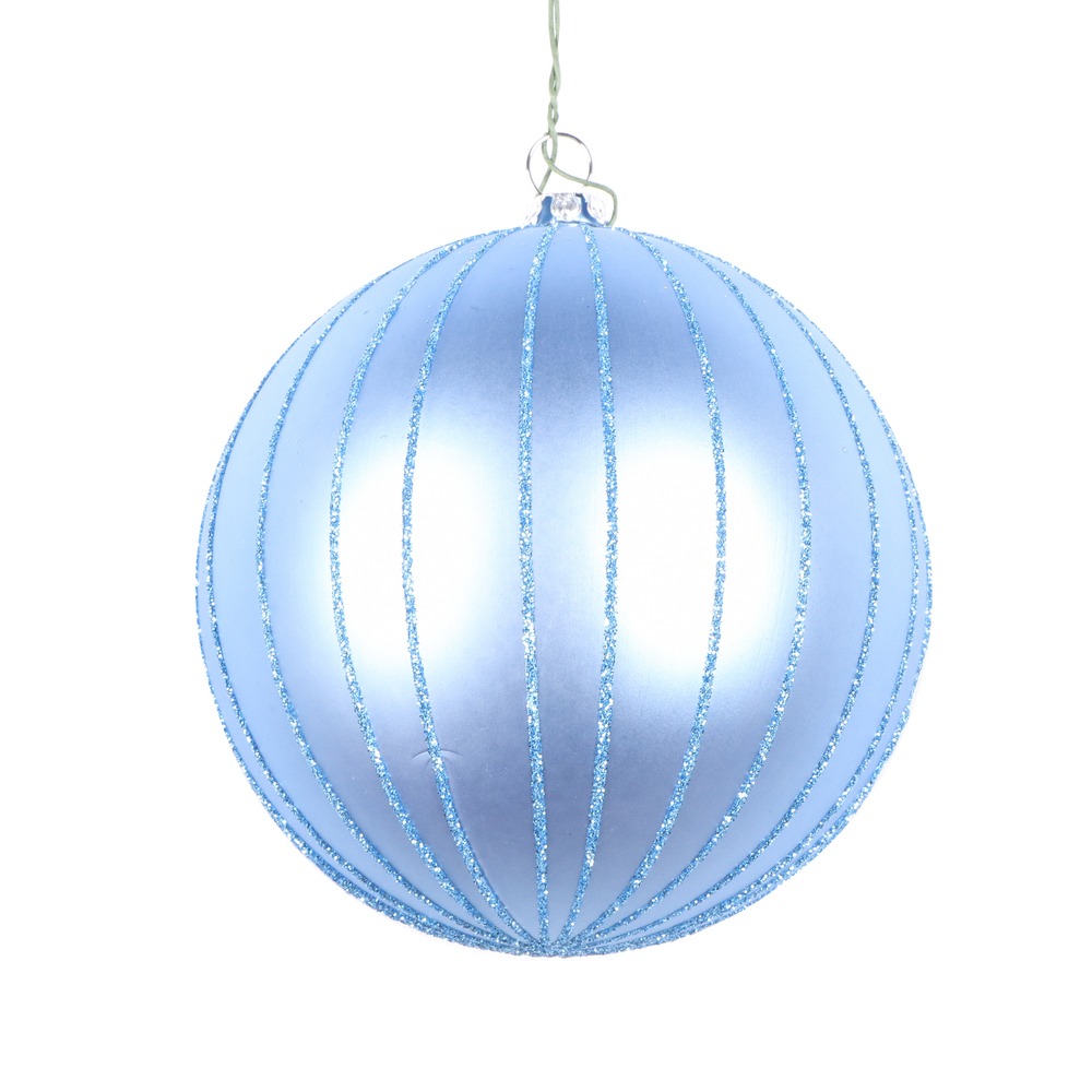 MT211529D 4 in. Periwinkle Matte Glitter Ball Christmas Ornament - 4 per Bag