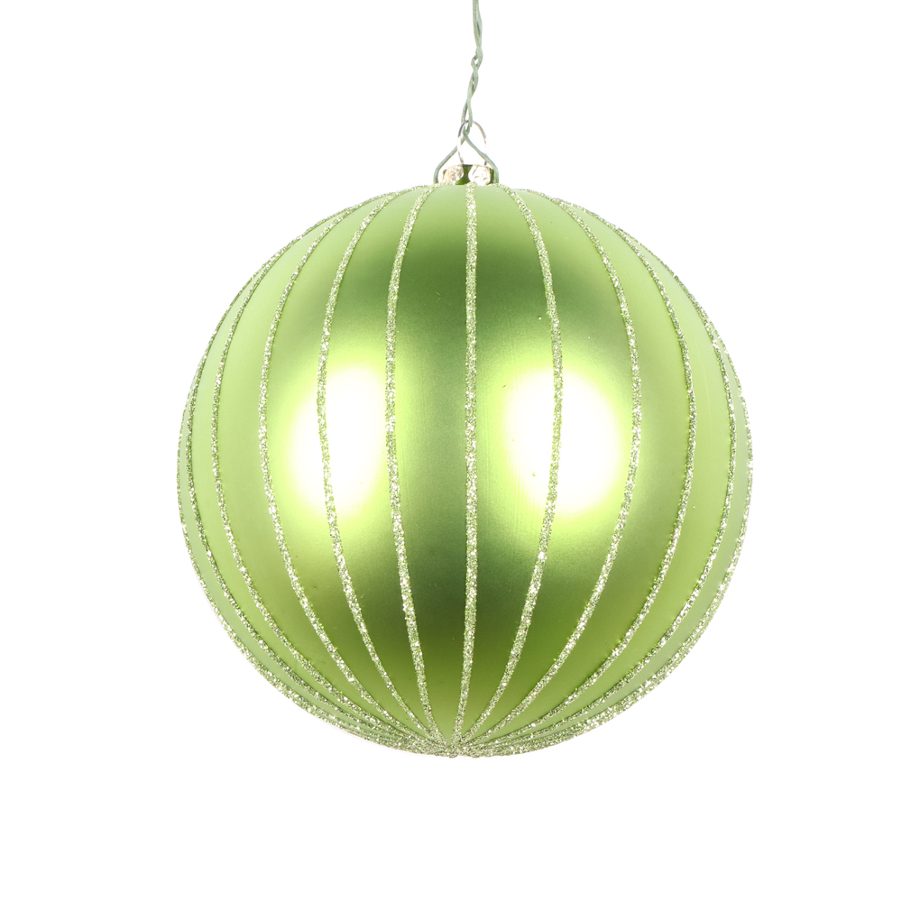 4 in. Celadon Matte Glitter Ball Christmas Ornament - 4 per Bag
