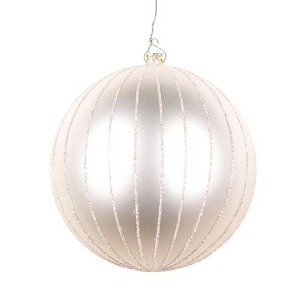 5 in. Glitter Ball Ornament, Oat Matte - 4 Per Bag