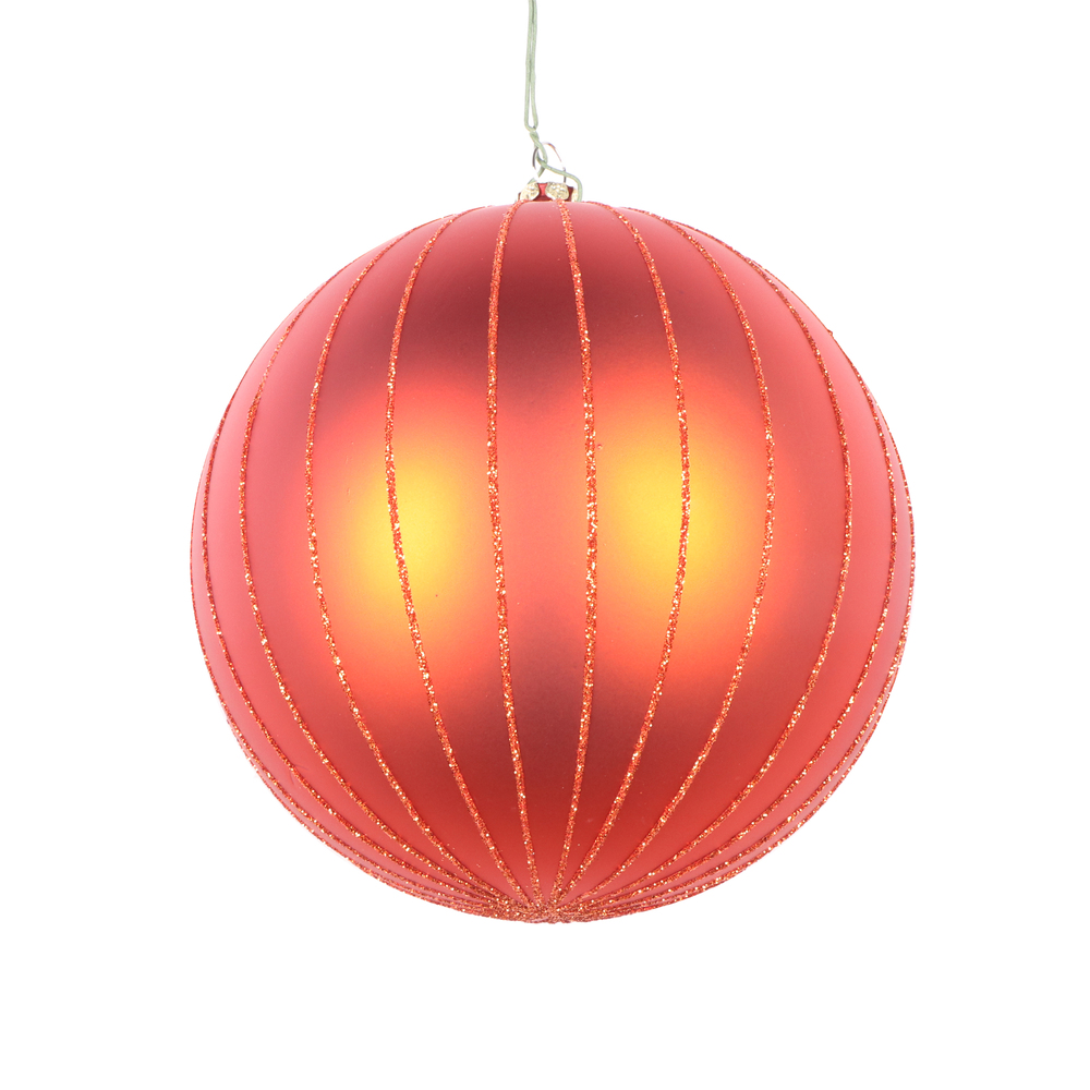 5 in. Burnished Orange Matte Glitter Ball Christmas Ornament - 4 per Bag