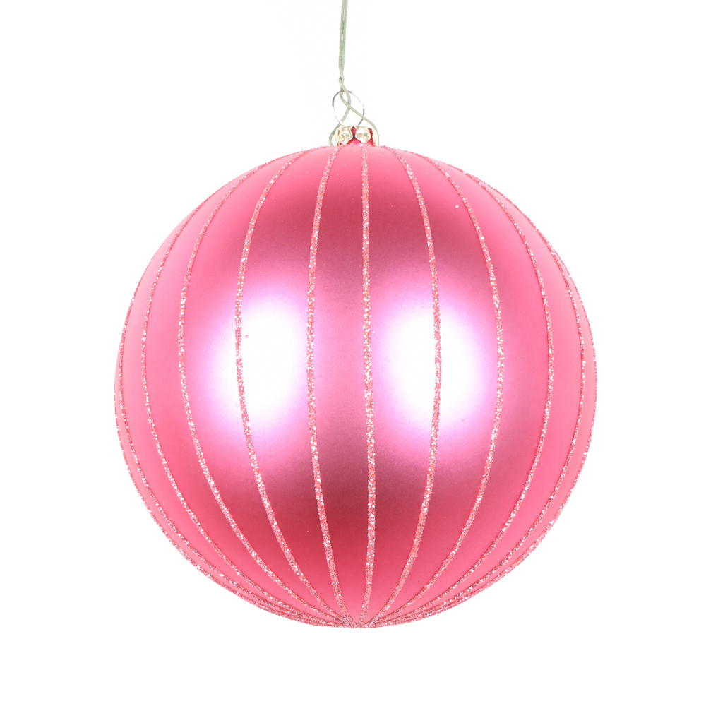 5 in. Mauve Matte Glitter Ball Christmas Ornament - 4 per Bag