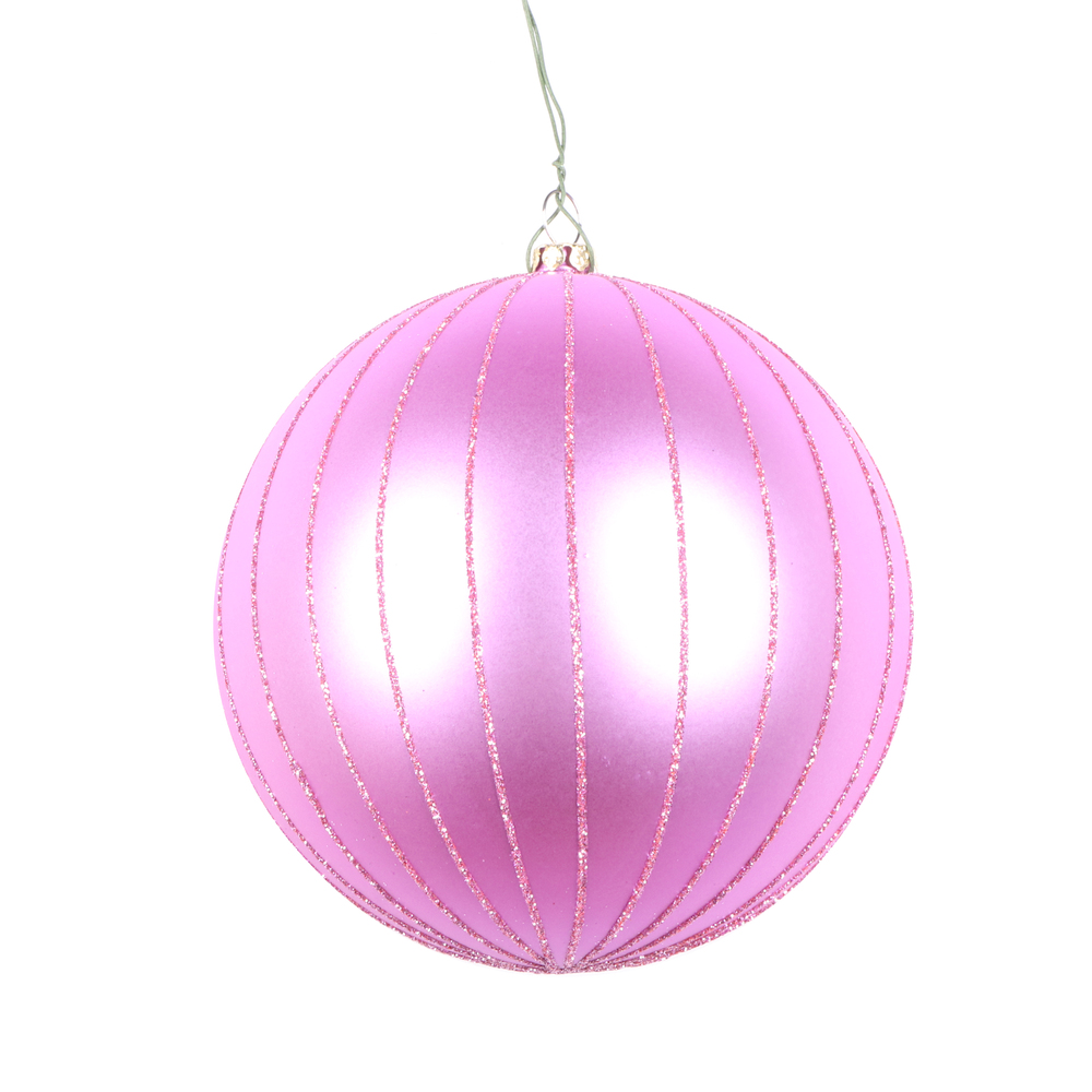 5 in. Orchid Matte Glitter Ball Christmas Ornament - 4 per Bag