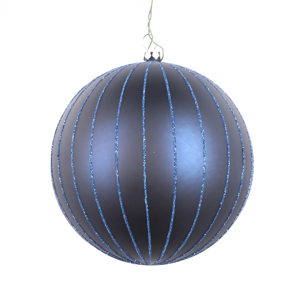 5 in. Midnight Blue Matte Glitter Ball Christmas Ornament - 4 per Bag