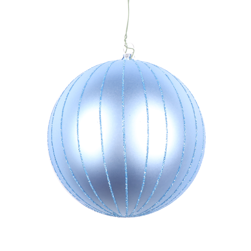5 in. Periwinkle Matte Glitter Ball Christmas Ornament - 4 per Bag