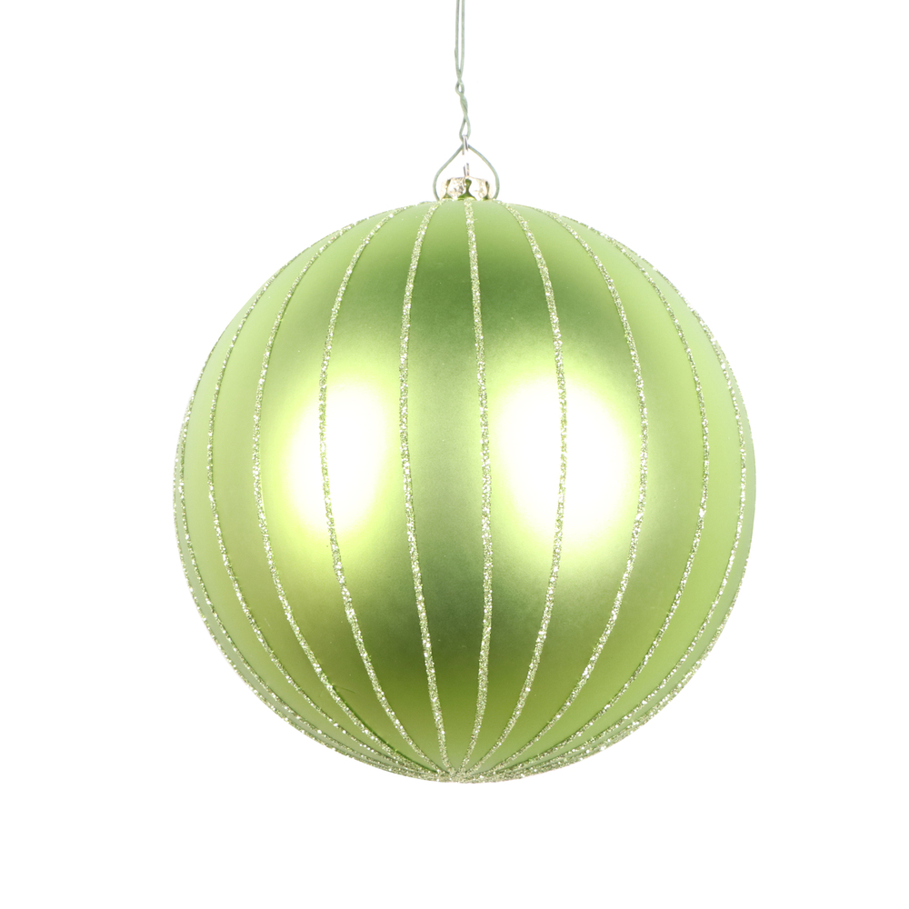 5 in. Celadon Matte Glitter Ball Christmas Ornament - 4 per Bag