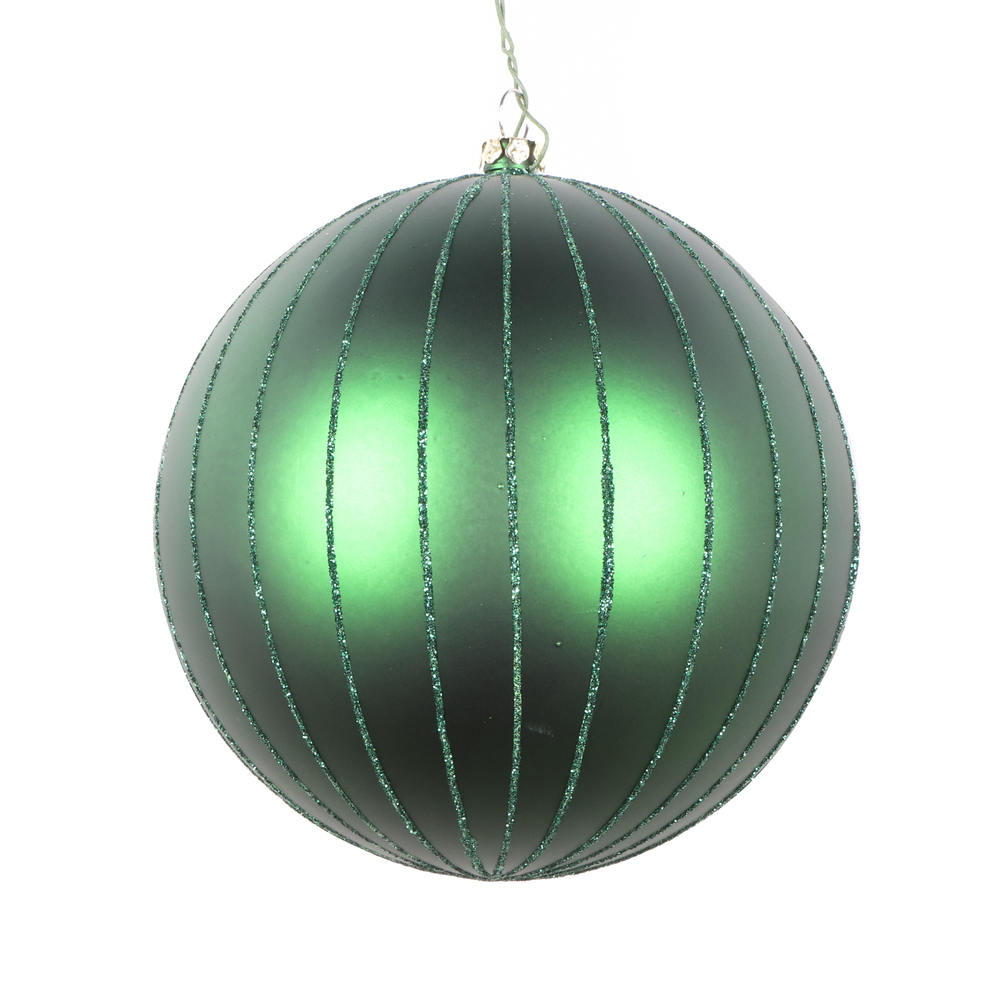 5 in. Emerald Matte Glitter Ball Christmas Ornament - 4 per Bag