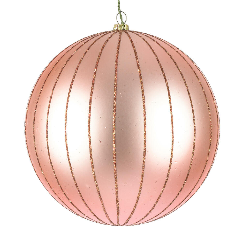 MT211958D 6 in. Rose Gold Matte Glitter Ball Ornament, 2 Piece - Pack of 18