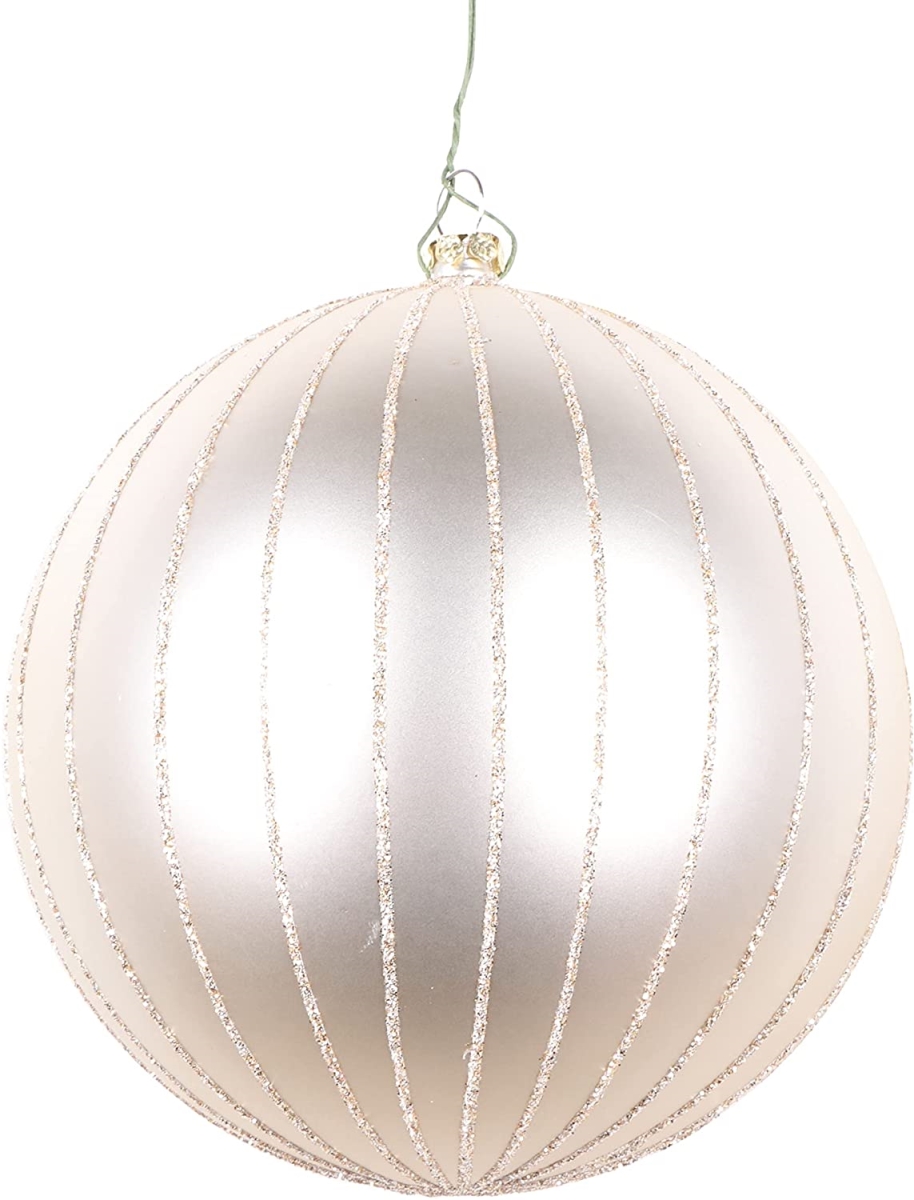 6 in. Oat Matte Glitter Ball Christmas Ornament - 2 per Bag