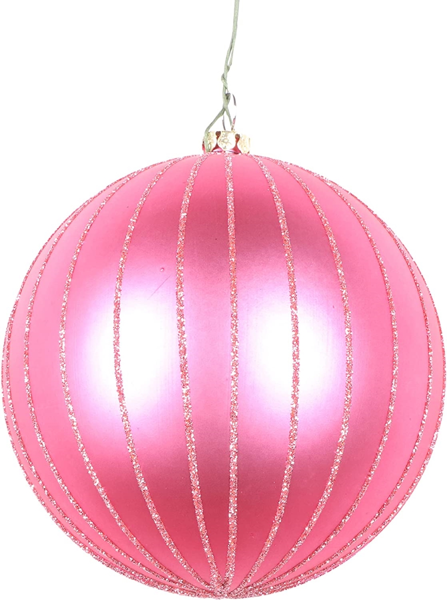 6 in. Mauve Matte Glitter Ball Christmas Ornament - 2 per Bag