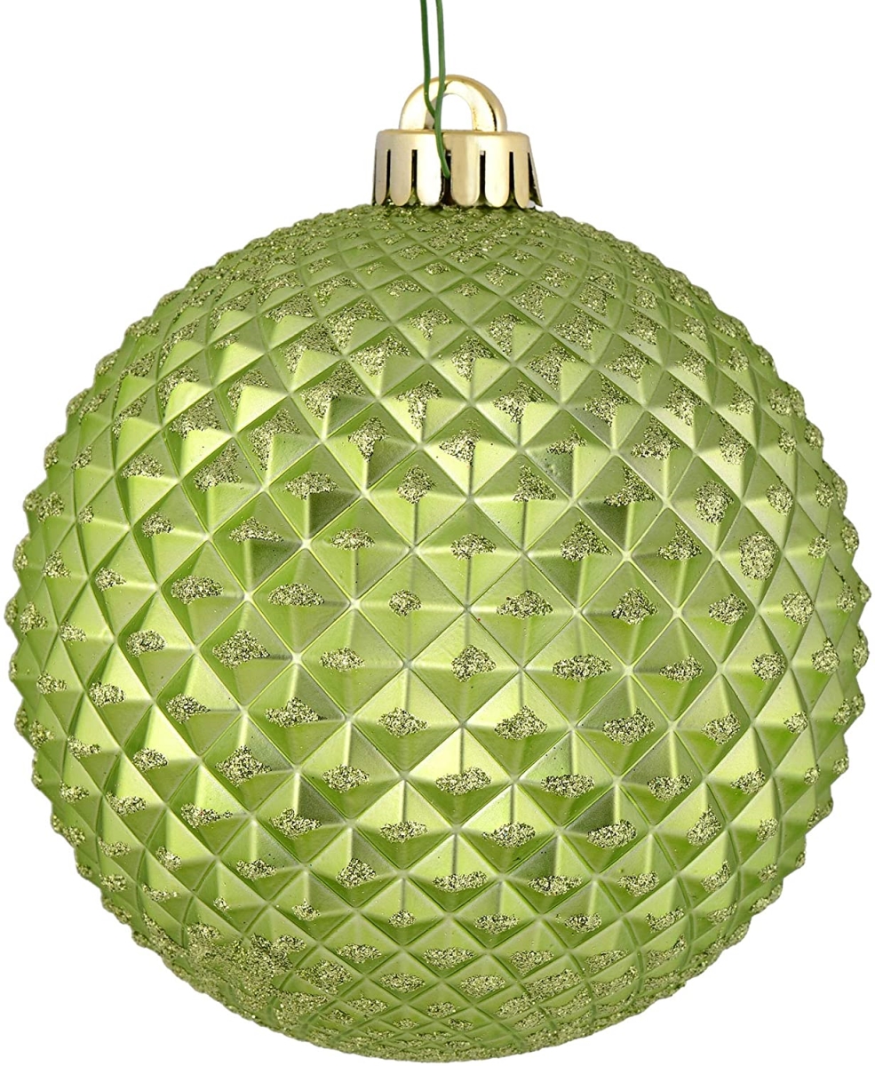 6 in. Celadon Matte Glitter Ball Christmas Ornament - 2 per Bag