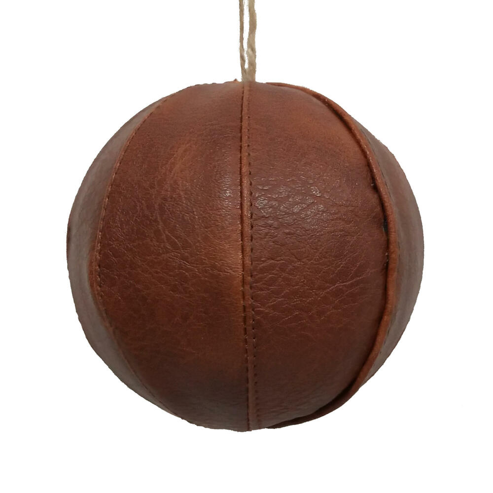 MC210314 5 in. Mocha Leather Ball Ornament, Brown - 4 per Bag