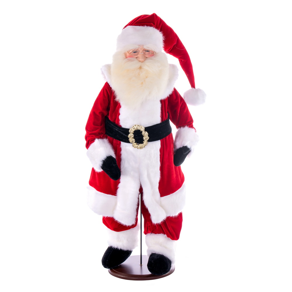 KV210536 36 in. Red Traditional Velvet Santa Doll Figurines with Stand