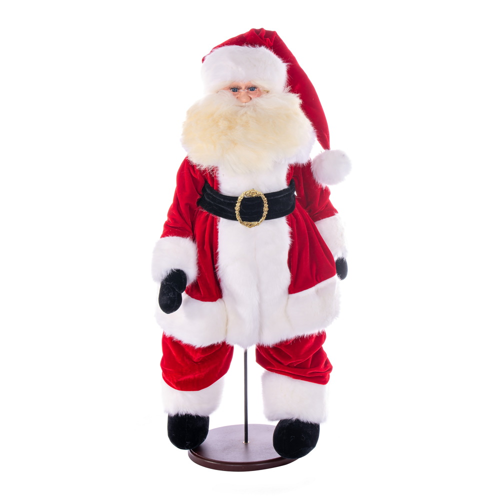 KV210528 28 in. Red Traditional Velvet Santa Doll Figurines with Stand