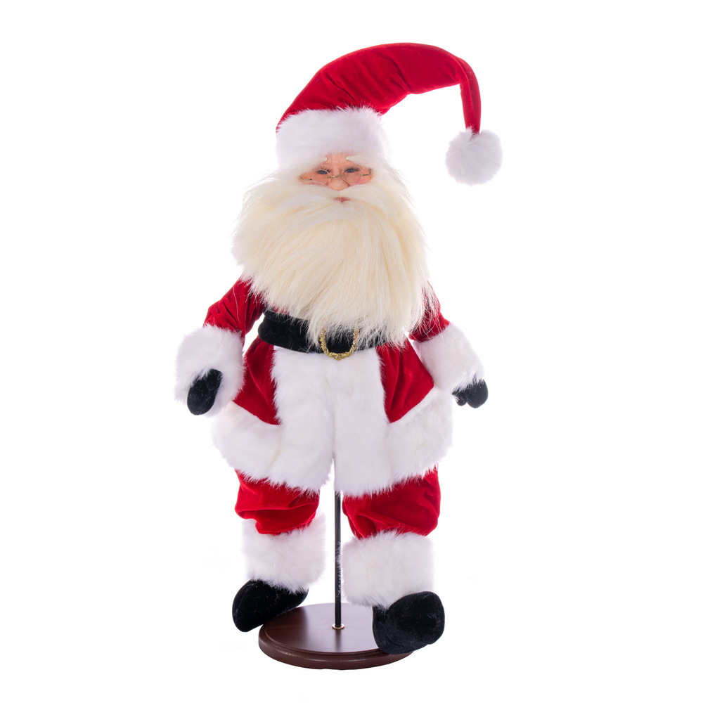 KV210518 18 in. Red Traditional Velvet Santa Doll Figurines with Stand