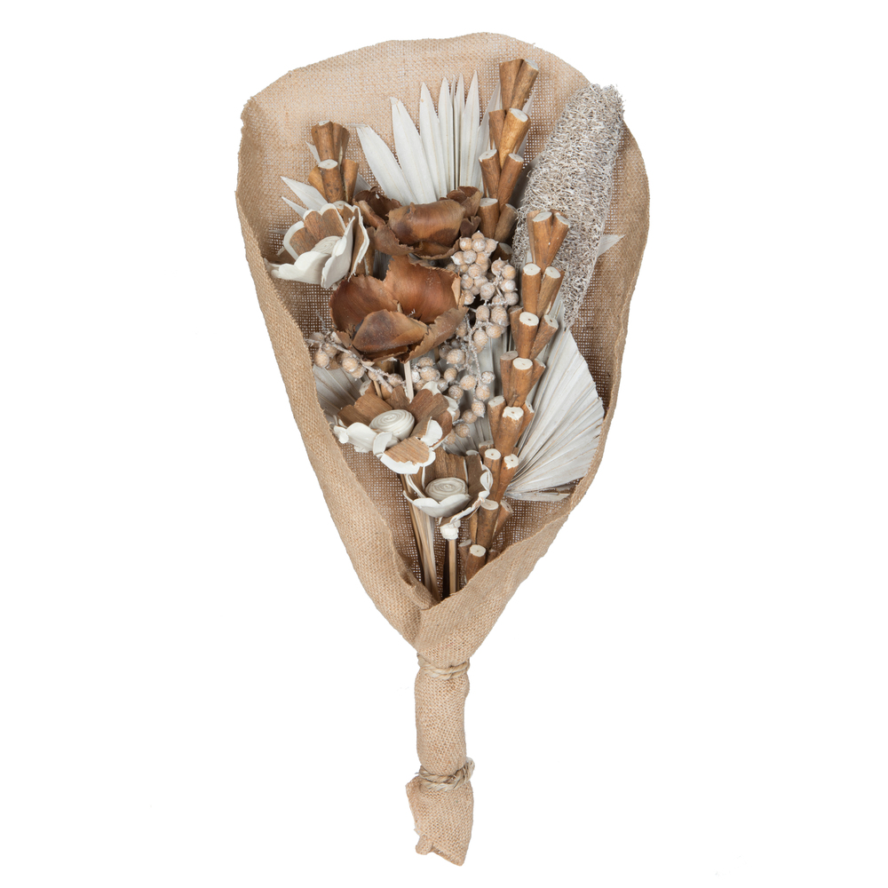 19 in. Natural Botanicals Palm Assorted Bouquet, White Wash