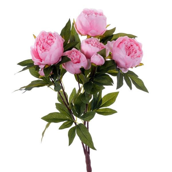 23 in. Peony Artificial Bush with 6 Flowers & 3 Buds, Brush Pink