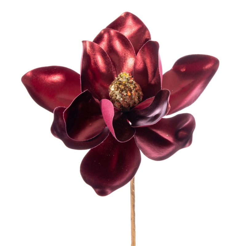 13 in. Burgundy Magnolia Pick - Pack of 3